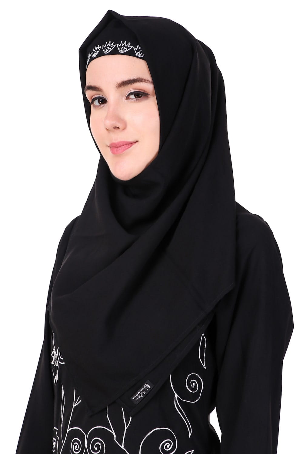Front Floral Embroidered A-Line Abaya