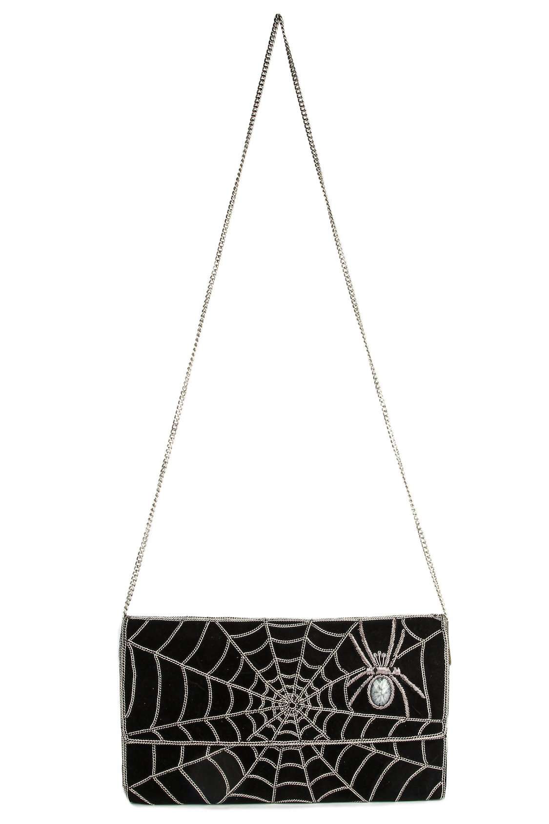 Lillian Black Spider Web Clutch Bag