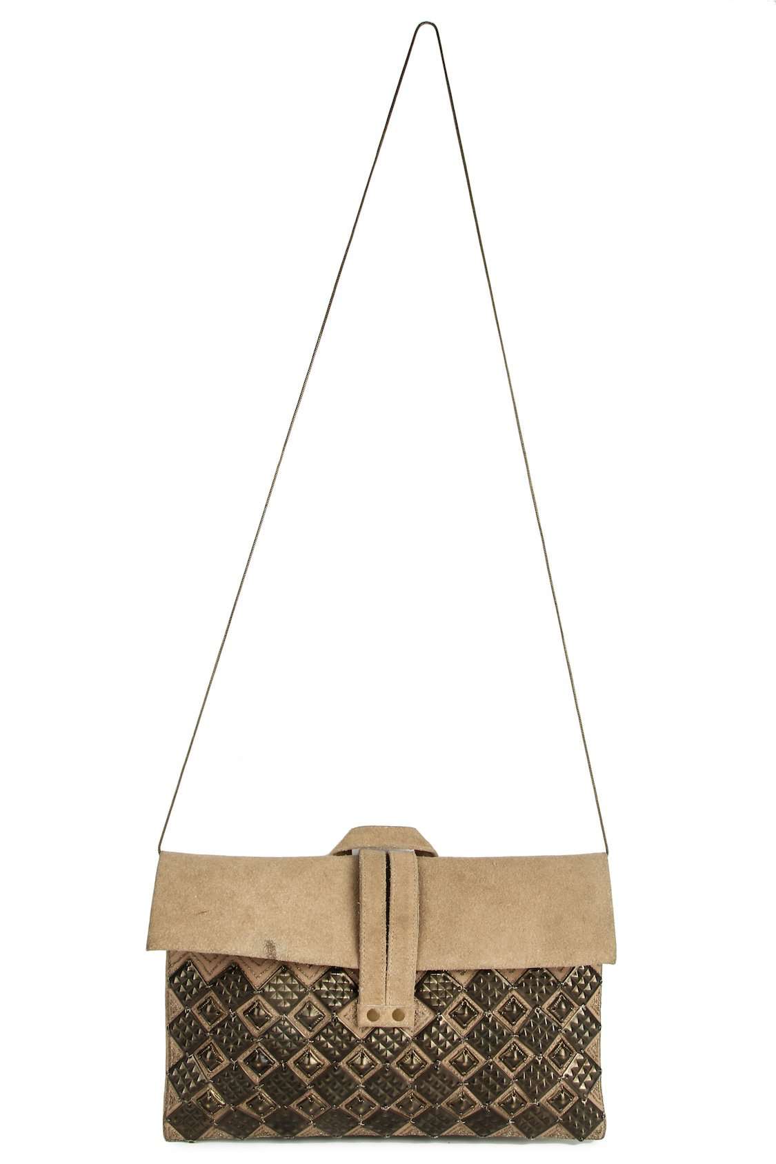 Maria Suede Hand Embroidered Wristlet Style Bag