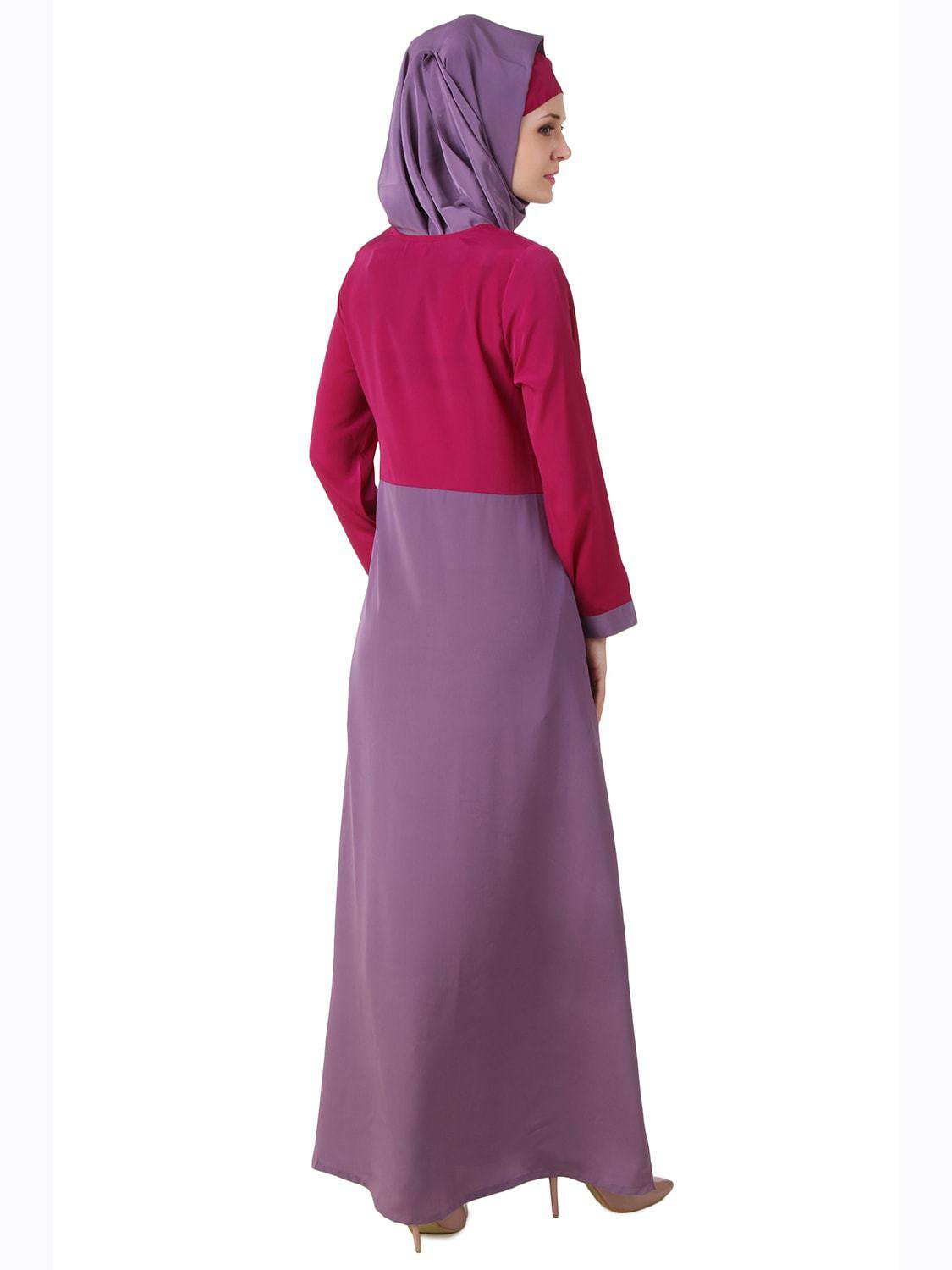 Wabisa Crepe Magenta & Purple Abaya