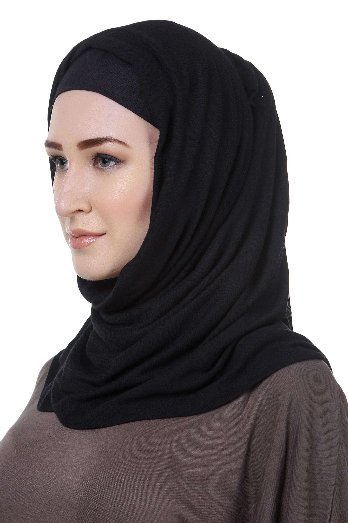 Charcoal Blouson Ruched Abaya Hijab