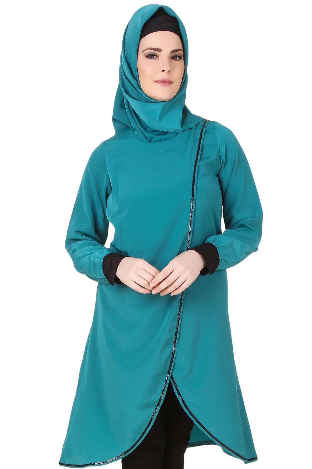 Sunya Bottle Green Crepe Tunic