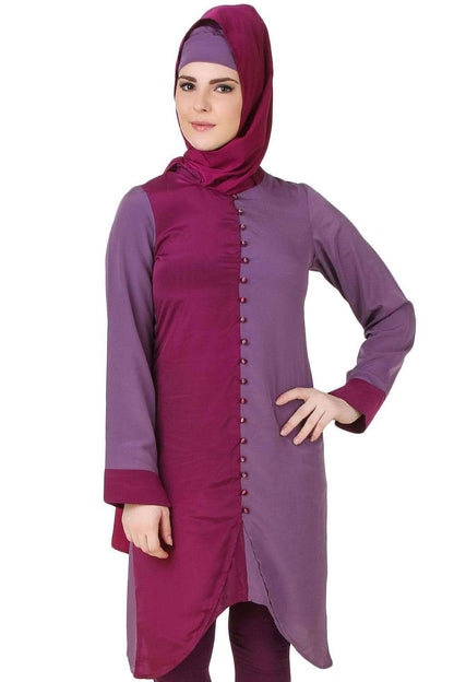 Nabeeha Wine & Purple Crepe Tunic