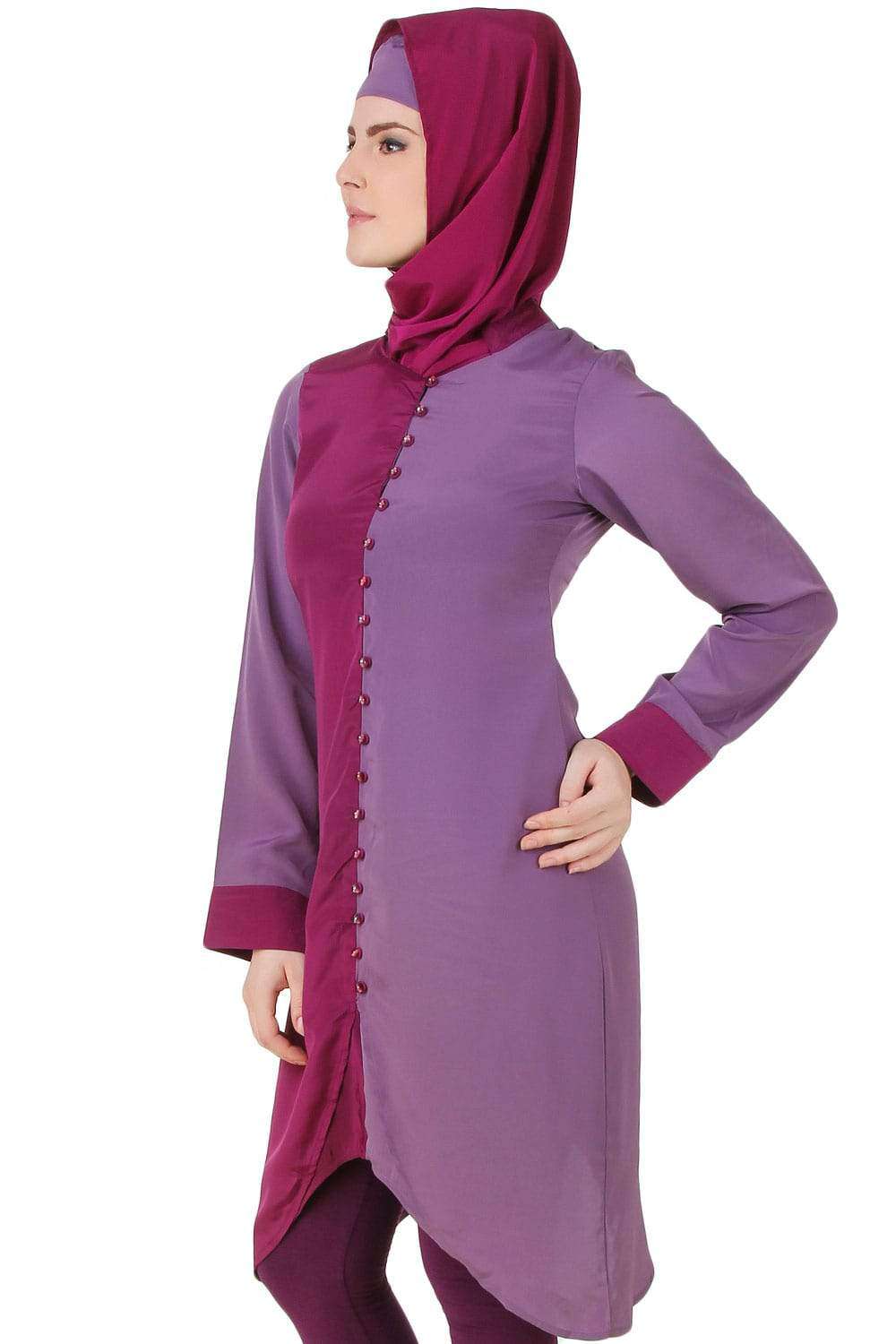 Nabeeha Wine & Purple Crepe Tunic