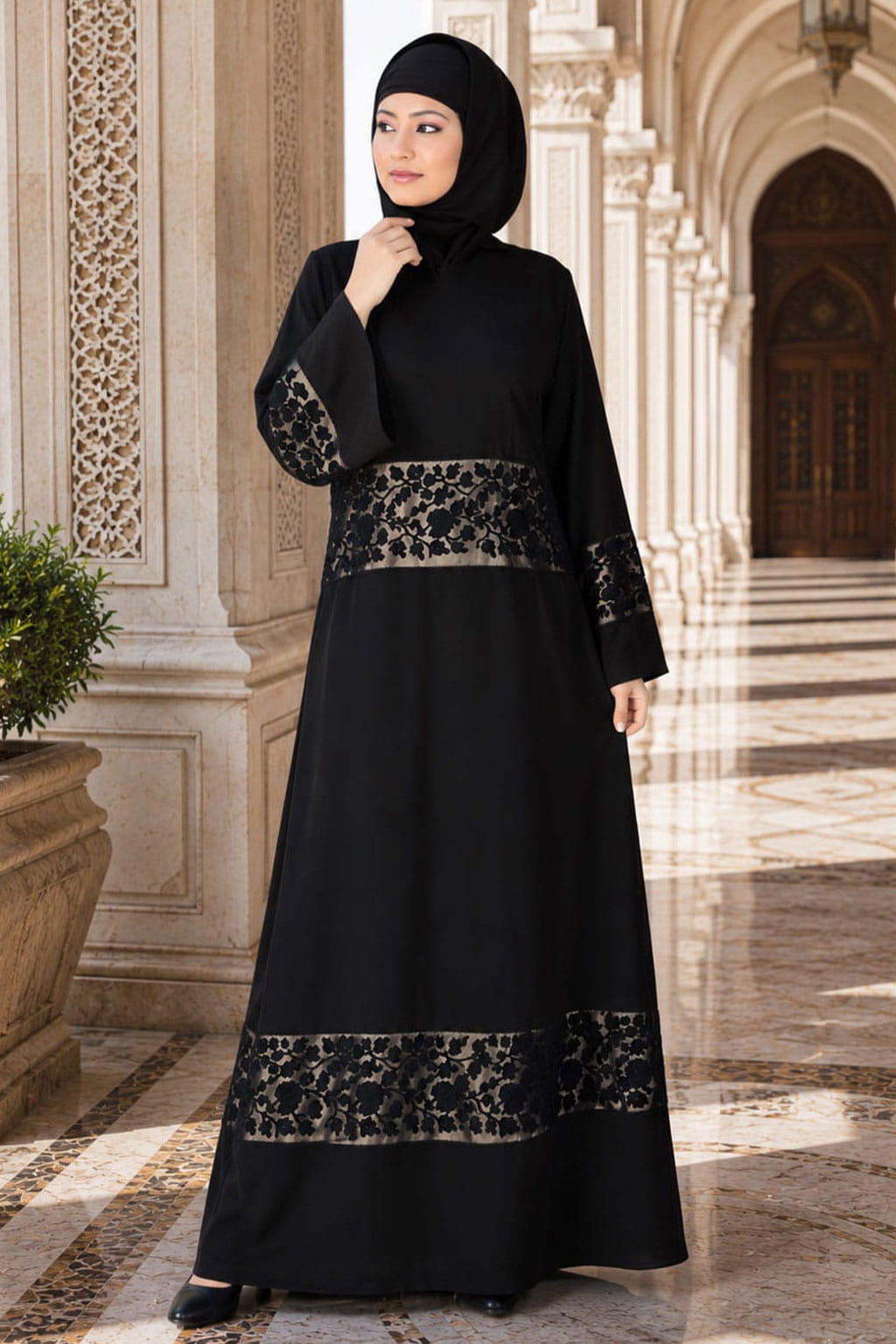Black Embroidered Abaya