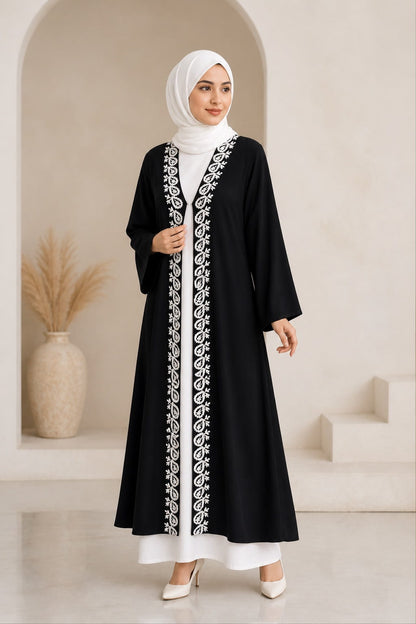 Two color Abaya with elegant embroidery
