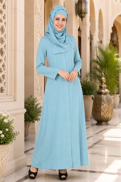 Afsana Sky Blue Rayon Abaya