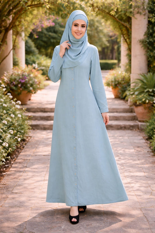 Afsana Sky Blue Rayon Abaya