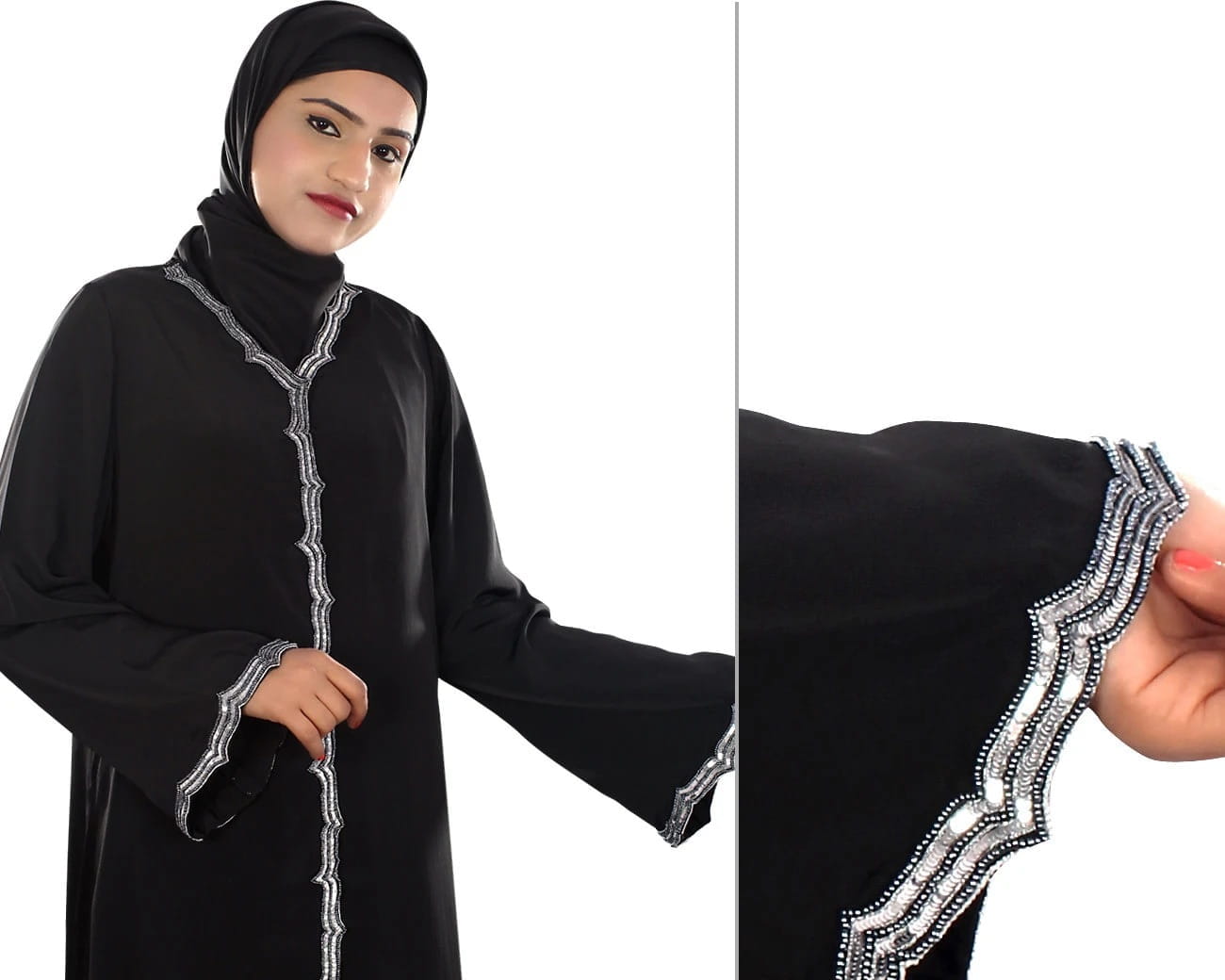 Madiha Hand Embroidered Front Open Burqa