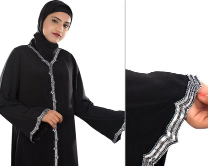 Madiha Hand Embroidered Front Open Burqa