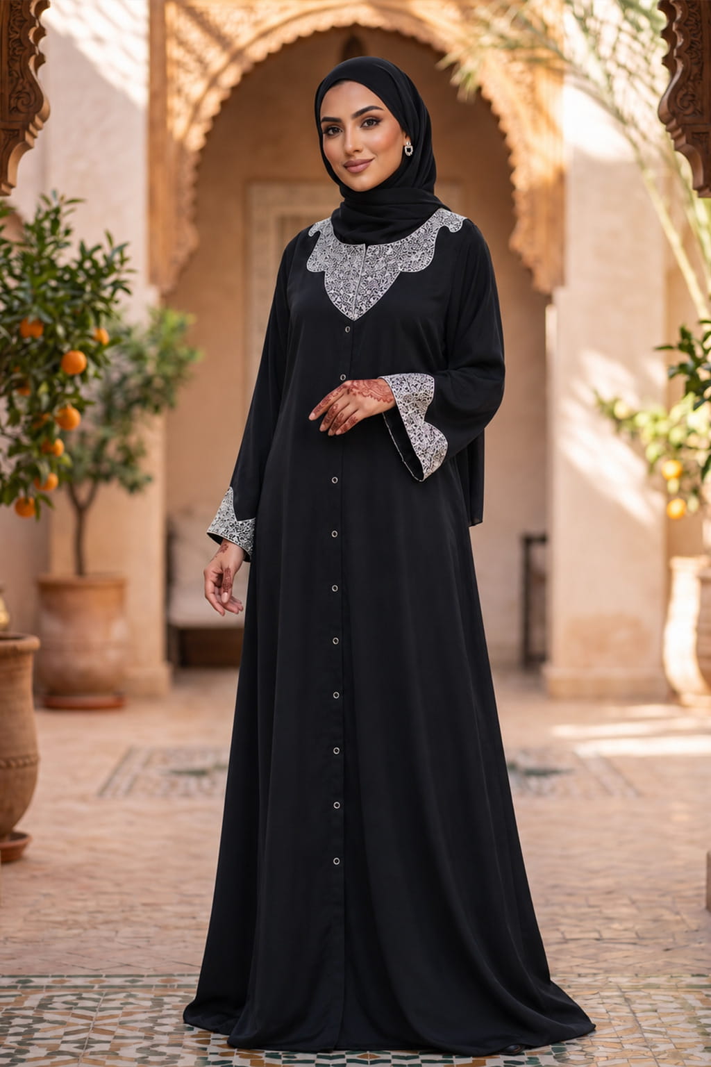 Hifja Black Hand Embroidered Burqa