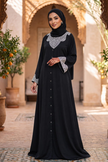 Hifja Black Hand Embroidered Burqa