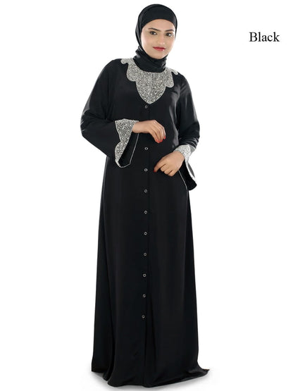 Hifja Black Hand Embroidered Burqa
