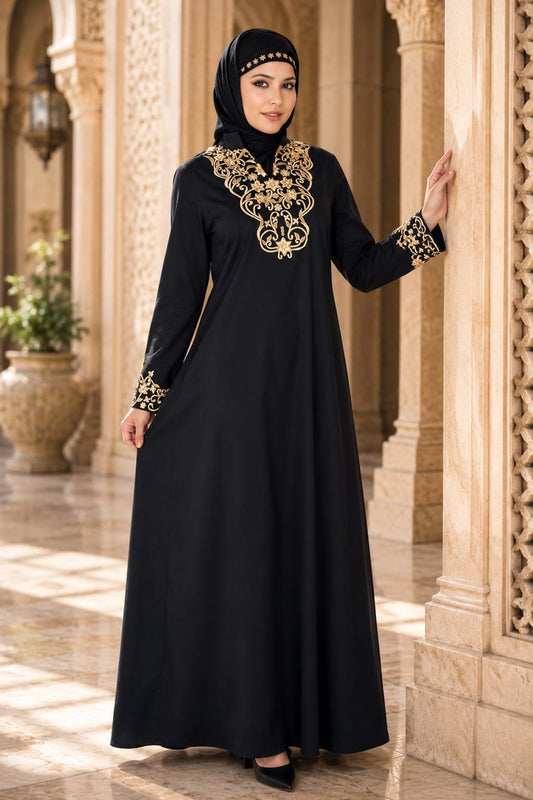 Hibbah Black Cotton Abaya