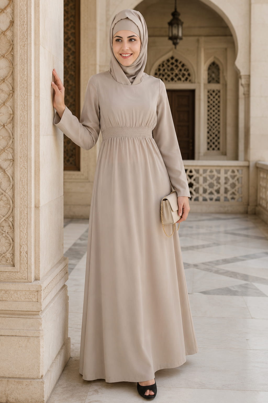 Aazeen Warm Grey Nida Abaya