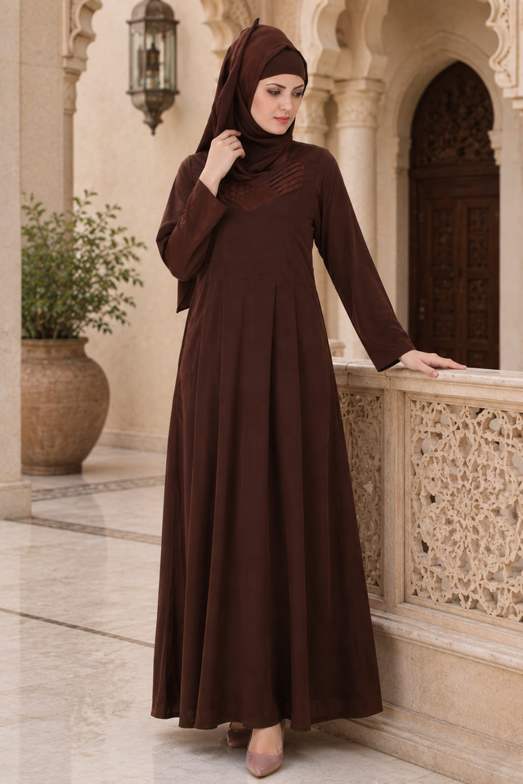 Layan Crepe Brown Abaya