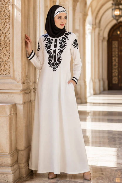 Asil Rayon White Abaya
