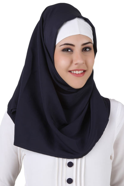 Eiman White & Navy Blue Kashibo Abaya