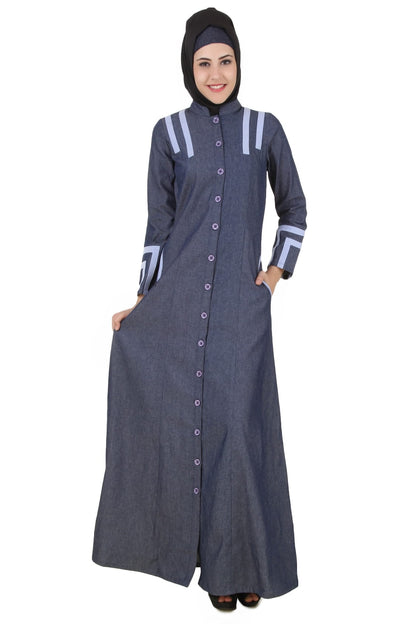 Widad Blue Cotton Denim Jilbab