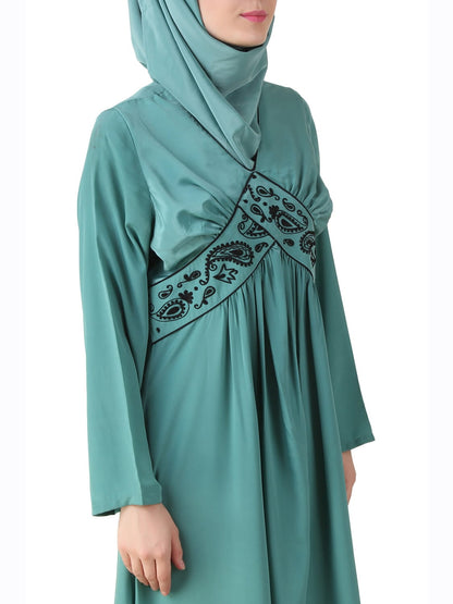 Deeba Maternity Sea Green Crepe Abaya