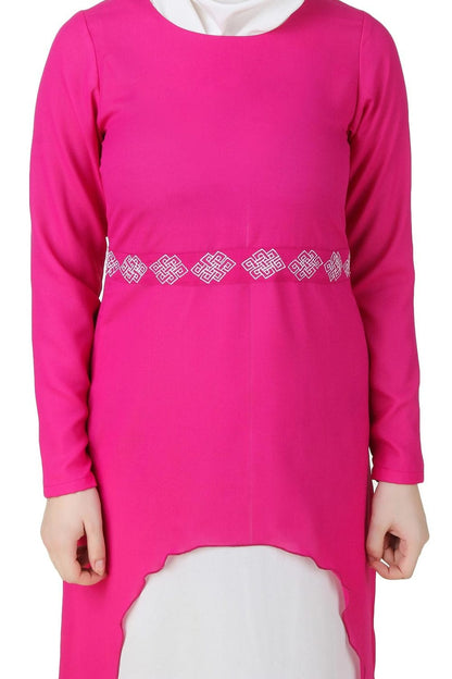 Meher Magenta & White Abaya