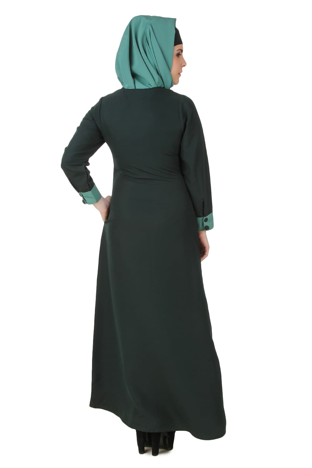Nazeera Dark & Light Green Kashibo Abaya