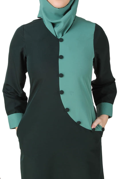 Nazeera Dark & Light Green Kashibo Abaya