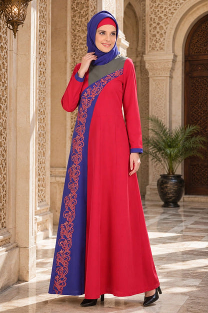 Lina Rose Pink & Royal Blue Kashibo Abaya