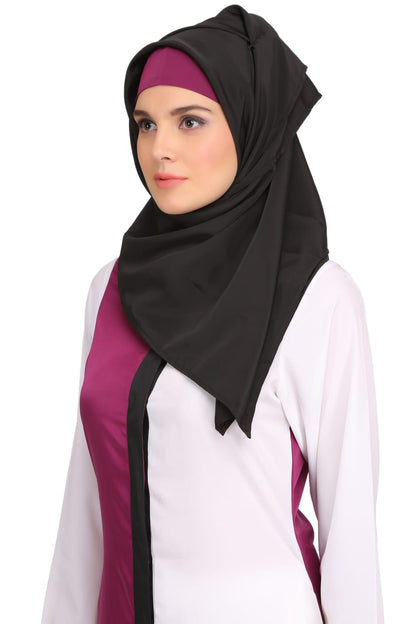Daliya White & Wine Crepe Short Abaya
