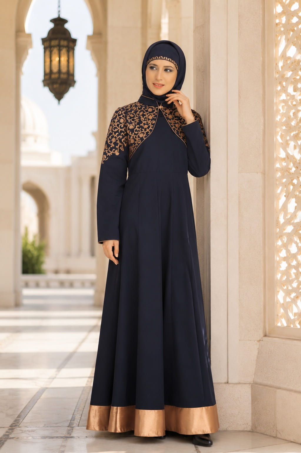 Daneen Navy Blue Kashibo Abaya