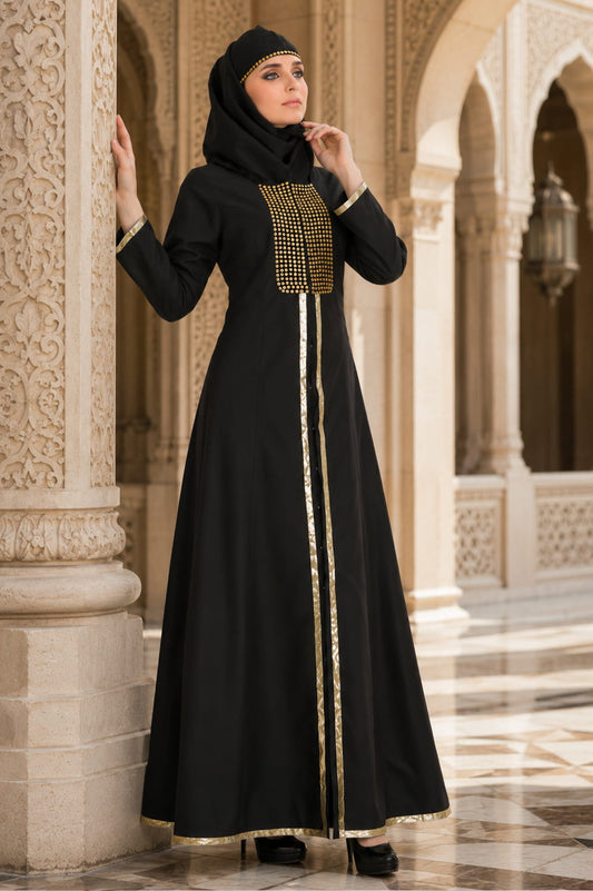 Maysun Black Front Open Abaya