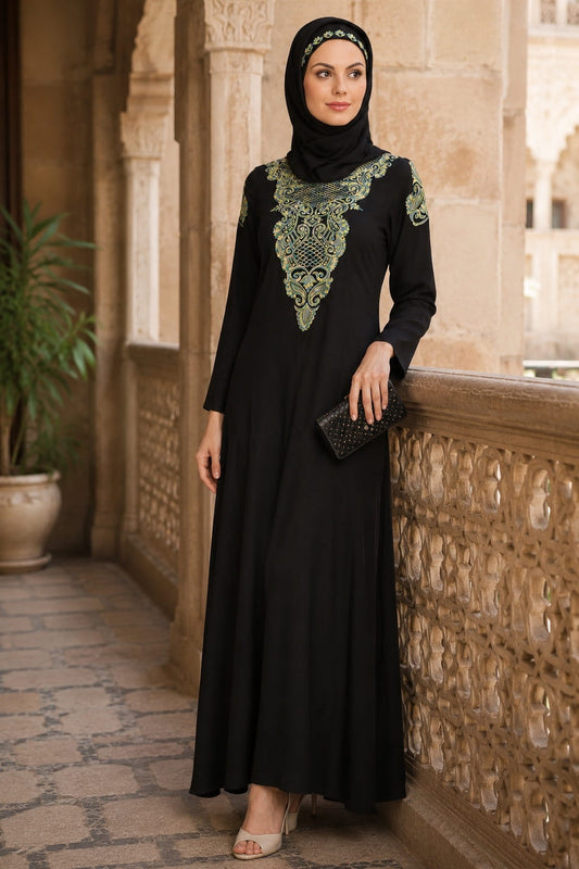 Samrah Black Rayon Umbrella Abaya