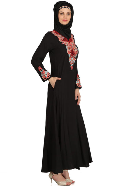 Jalilah Black Rayon Umbrella Abaya