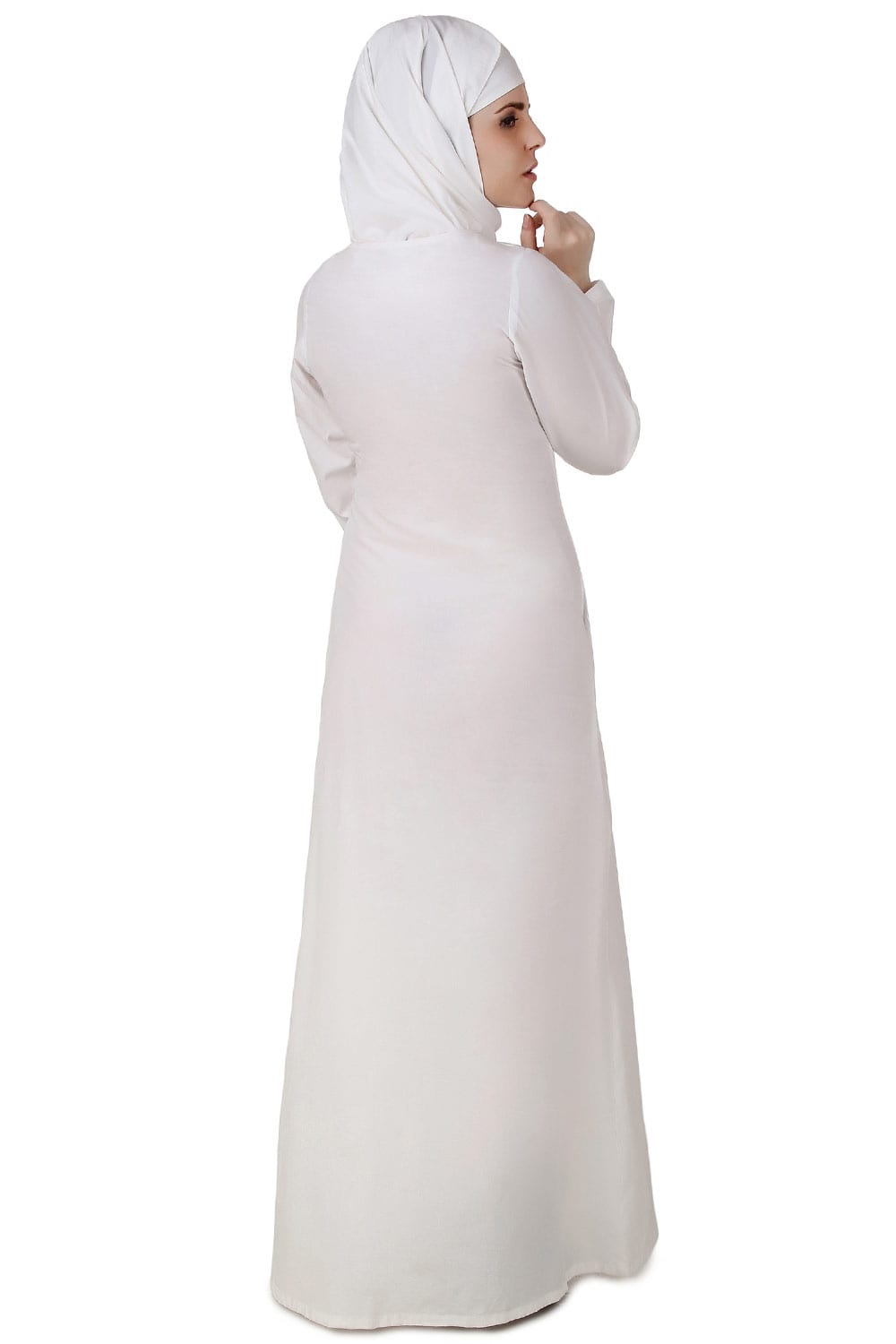 Faraza White Front Open Cotton Abaya