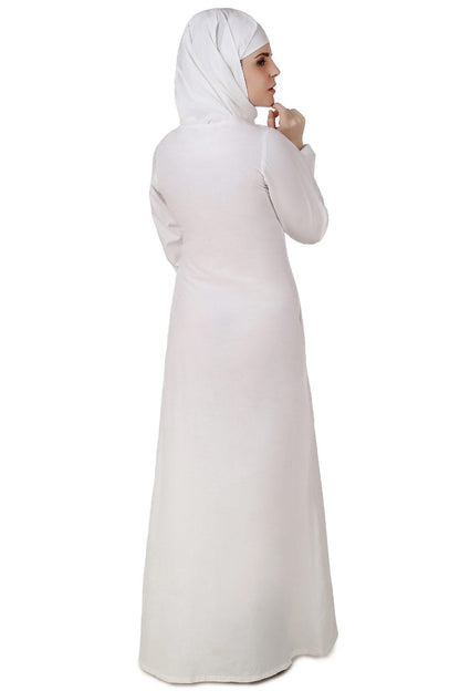 Faraza White Front Open Cotton Abaya