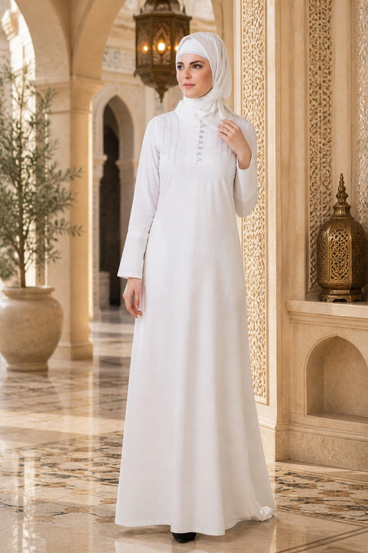 Hajna White Cotton Abaya