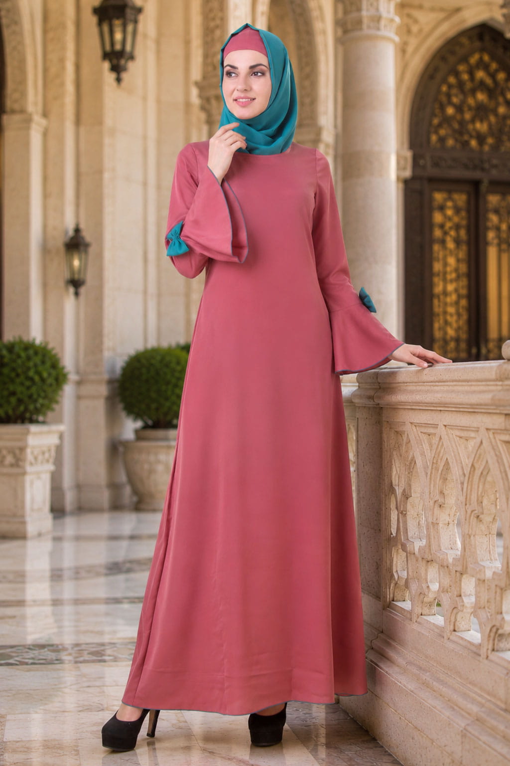 Dusty Pink Crepe Abaya AY-709