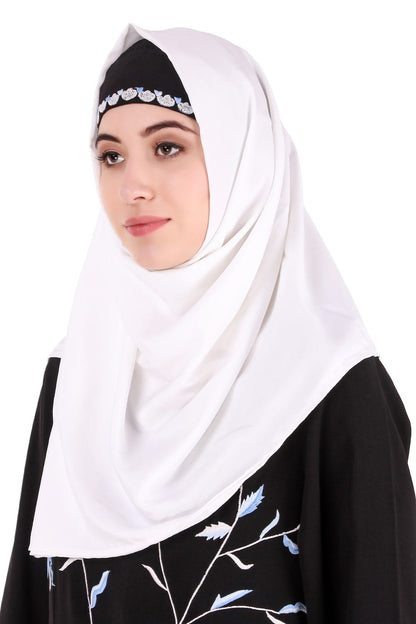 Black Leaf and Flower Embellished Black Nida Abaya