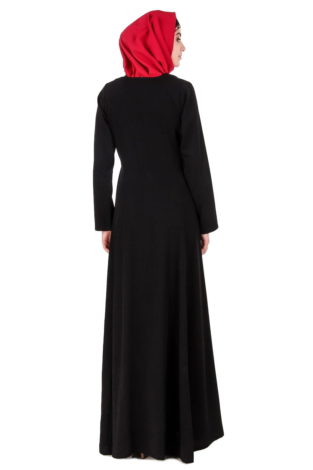 Black Floral Embroidered Nida Abaya