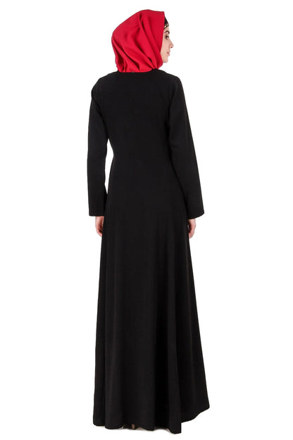 Black Floral Embroidered Nida Abaya