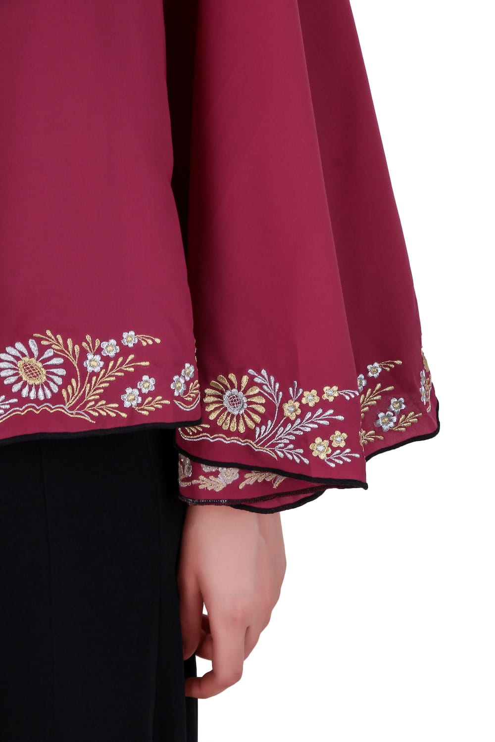 Black & Rose Pink Semi-Circular Cape Abaya