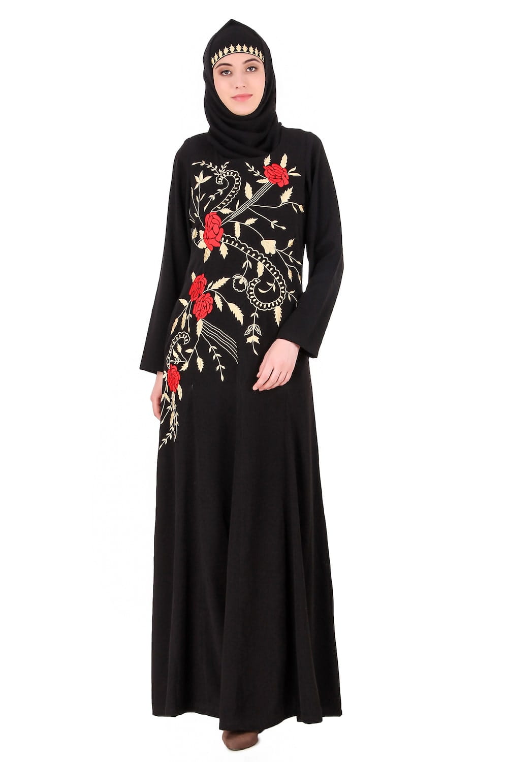 Leaf & Rose Petal Embellished Abaya