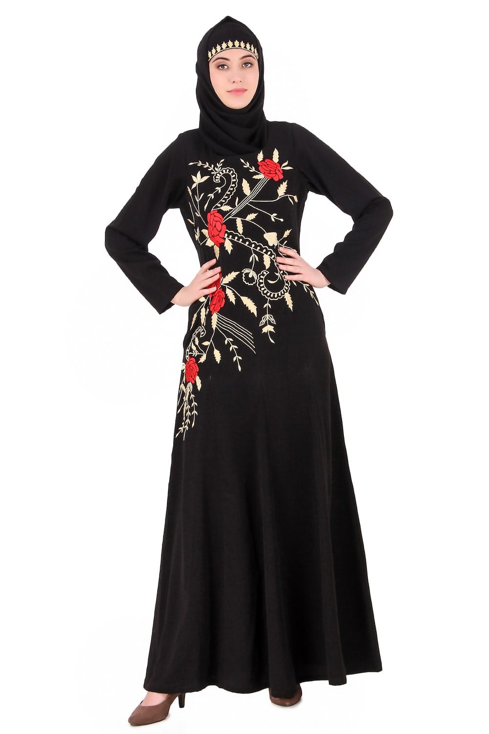Leaf & Rose Petal Embellished Abaya