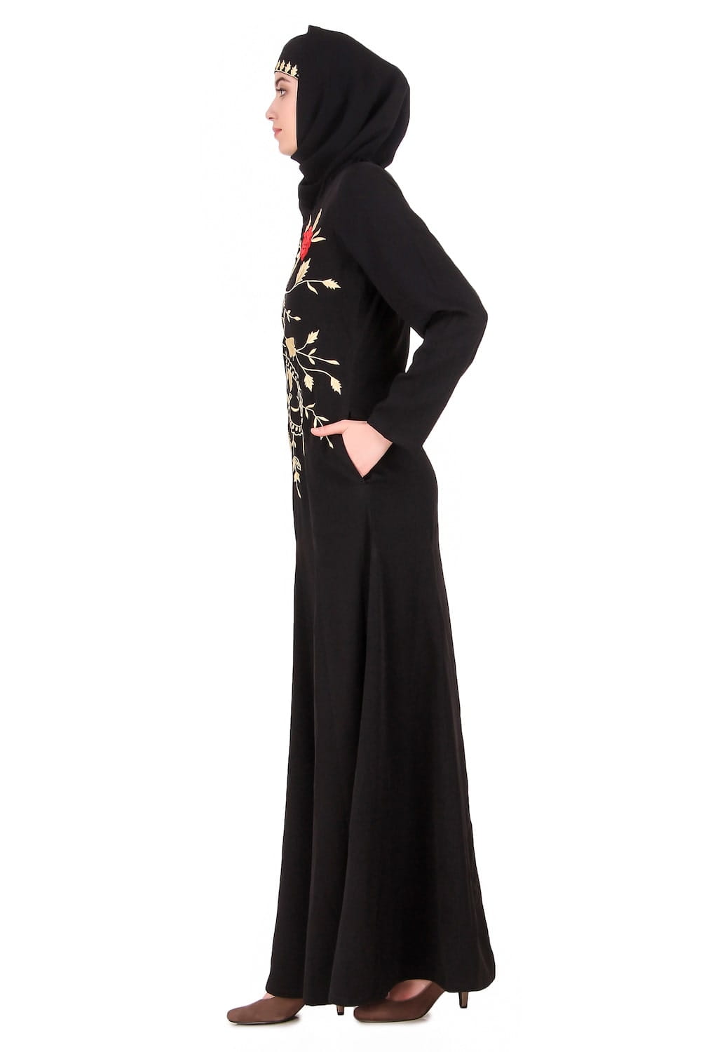 Leaf & Rose Petal Embellished Abaya