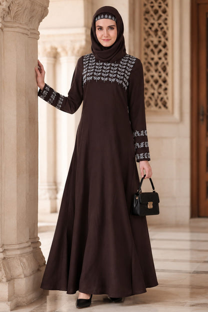 Repeat Leaf Pattern Rayon Abaya