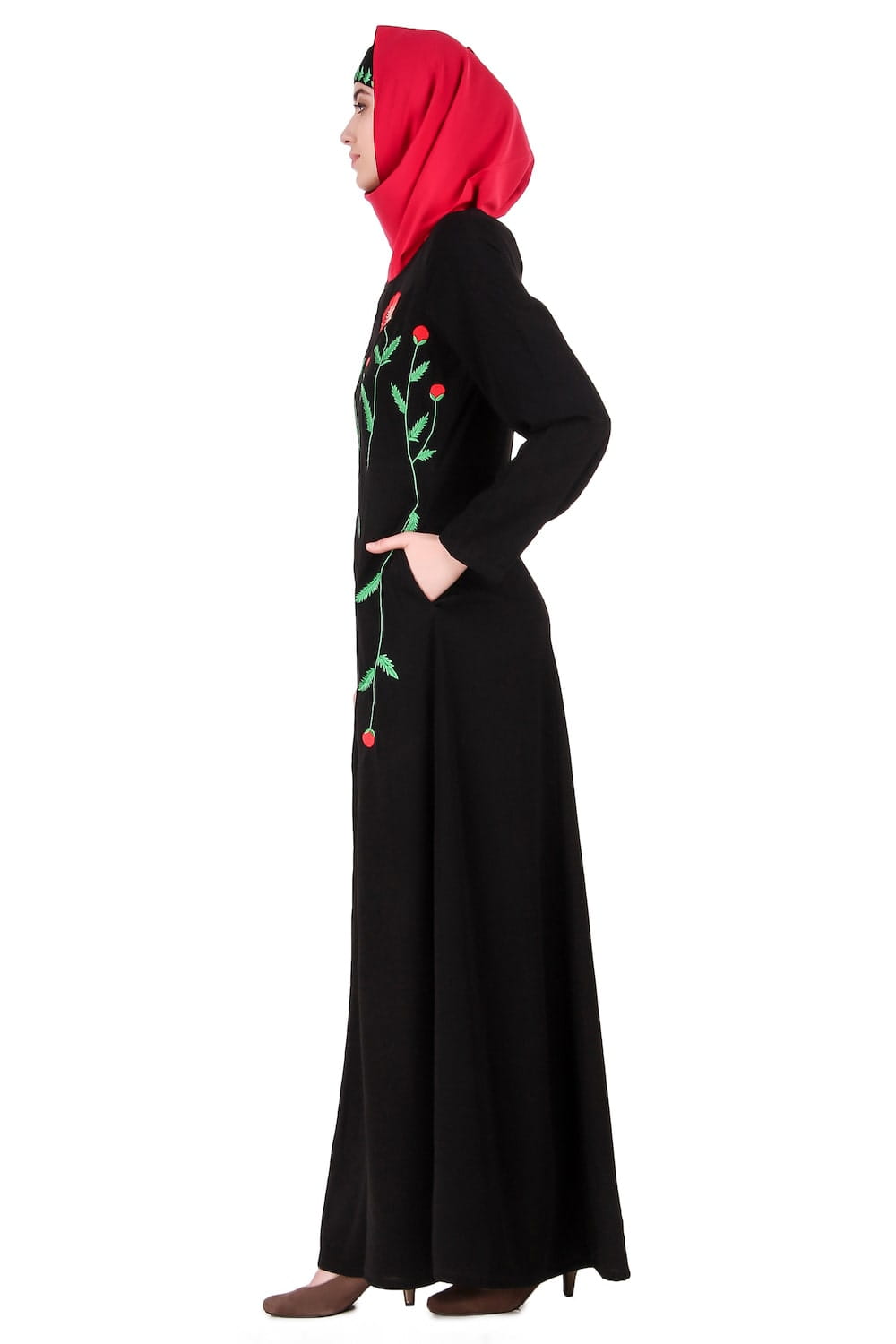 Long Embroidered Stem Nida Abaya