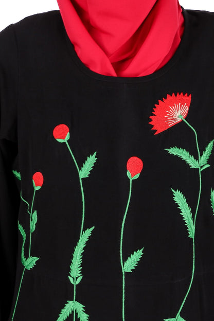 Long Embroidered Stem Nida Abaya