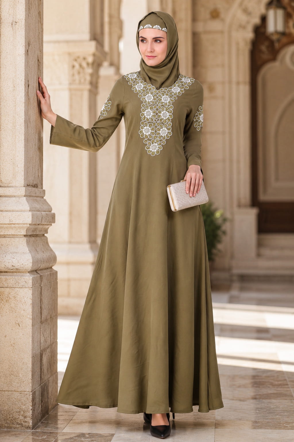 Princess Seam Embellished Front Abaya