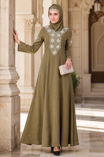 Princess Seam Embellished Front Abaya