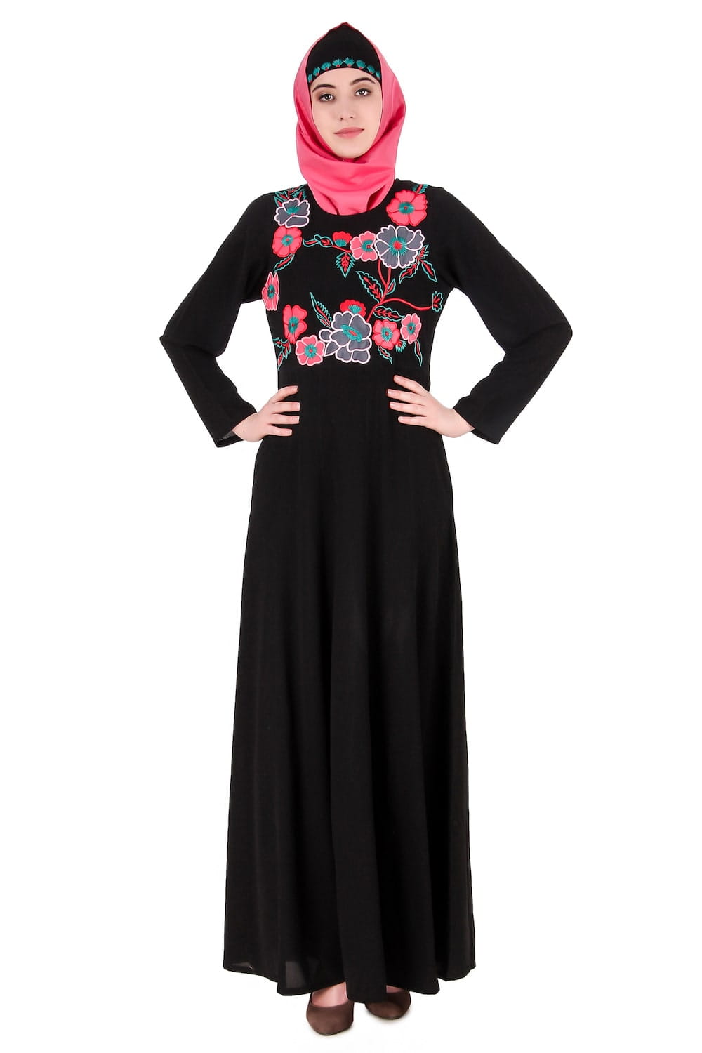 Floral Patchwork Semi-Circular Abaya